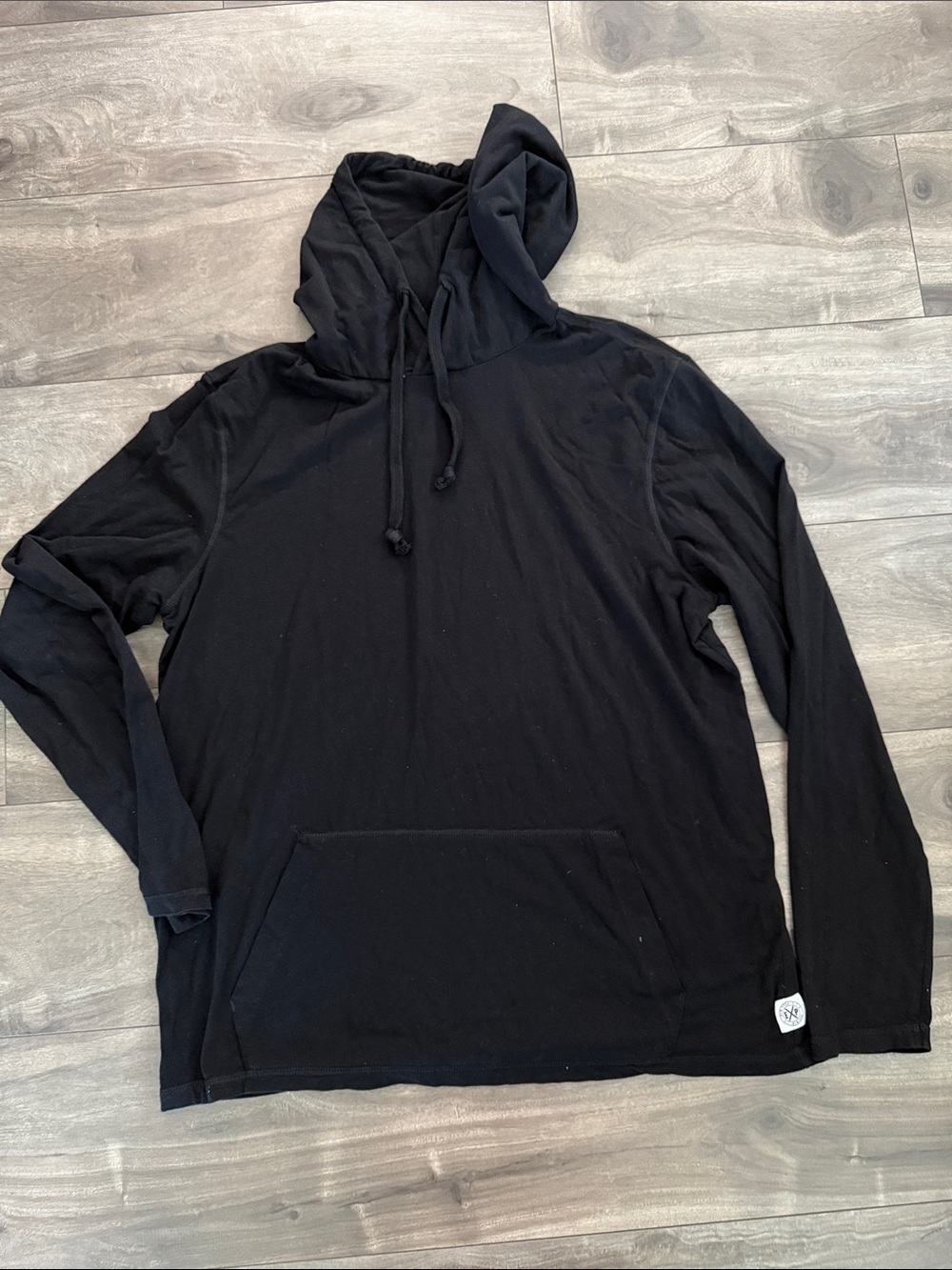 Express Men's Black Hooded Long-Sleeve Pullover